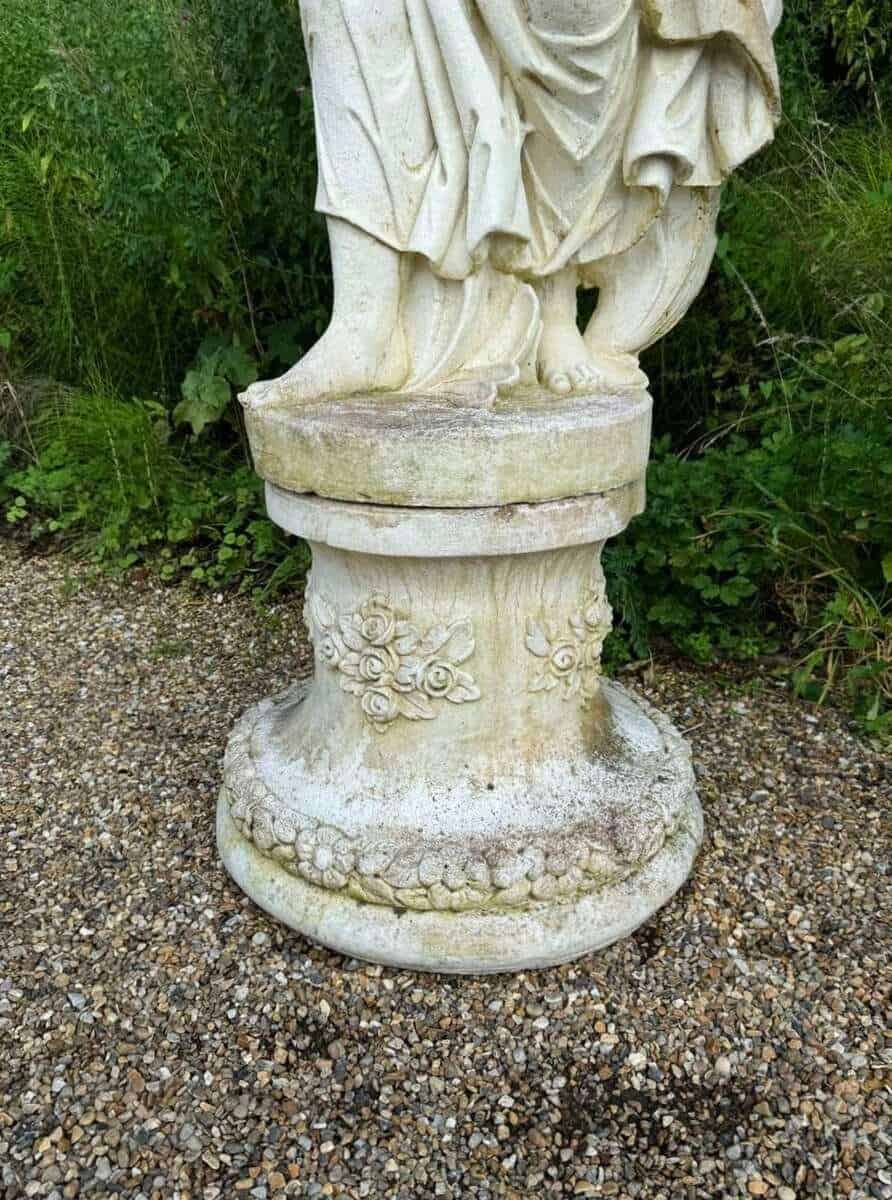 English 20th Century Pair of Large Cast-Stone Maiden Garden Figures with Weathered Patinas - Priced Individually - JAA