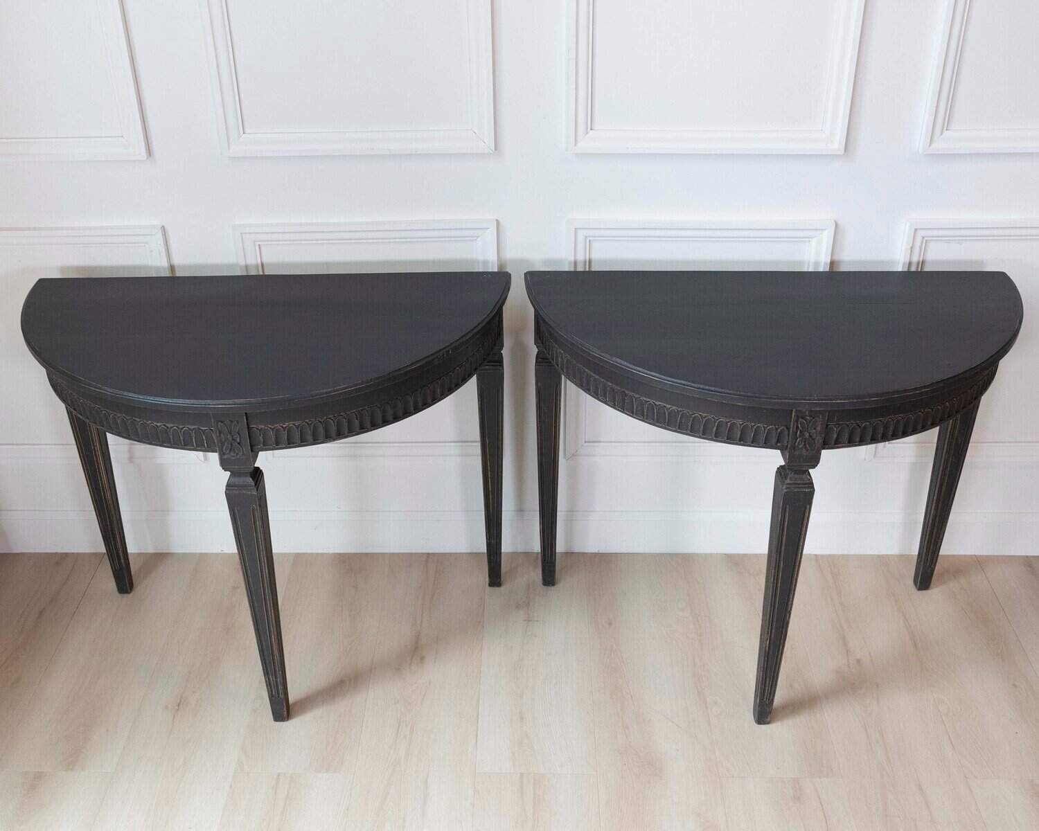 Swedish 19th Century Demi Lune Tables, Pair, c.1880 - JAA