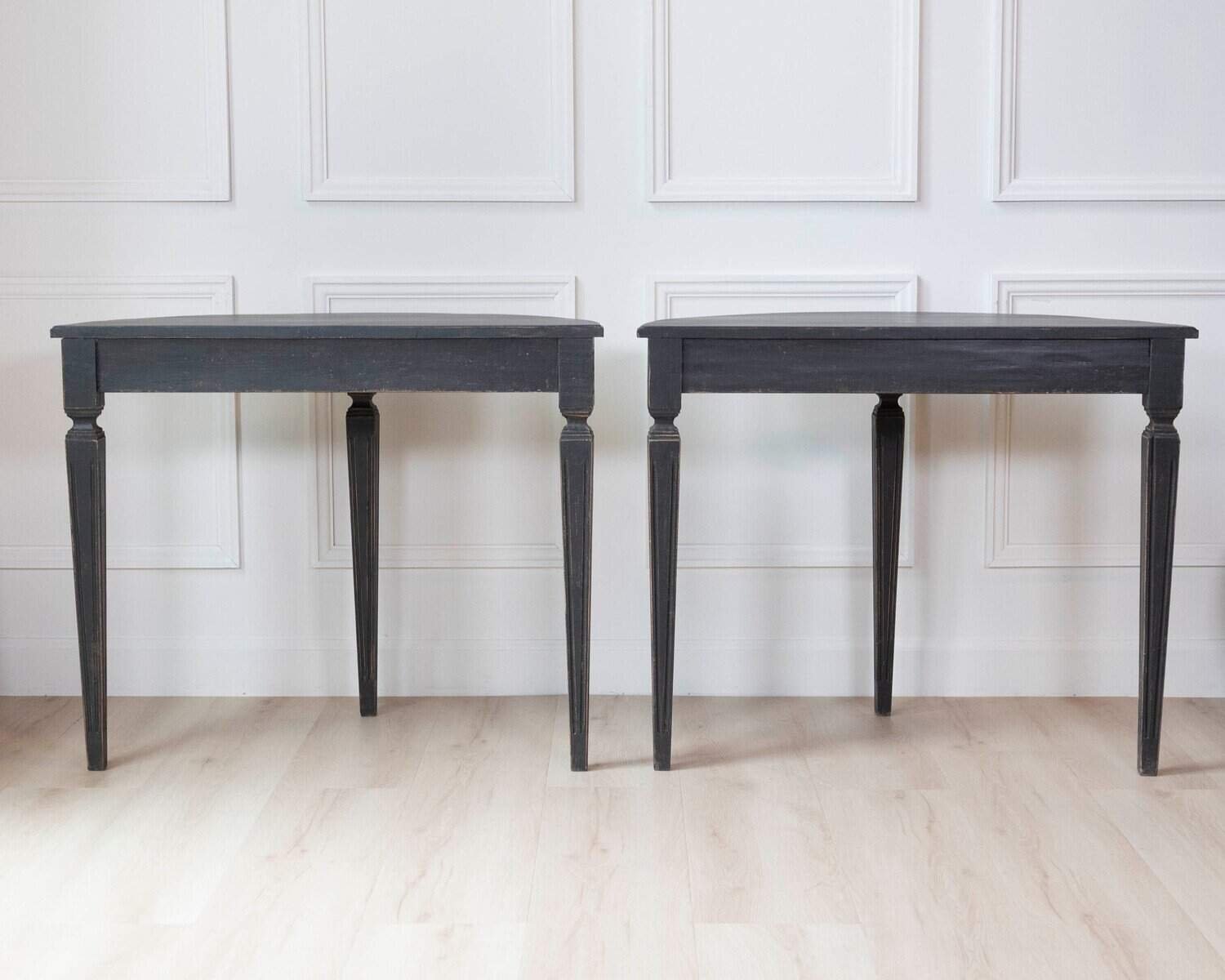 Swedish 19th Century Demi Lune Tables, Pair, c.1880 - JAA