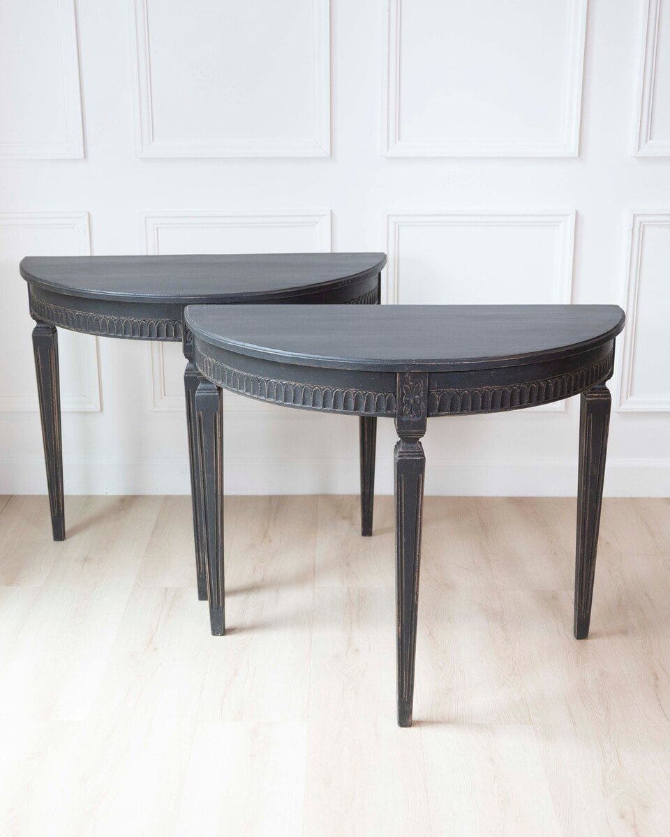 Swedish 19th Century Demi Lune Tables, Pair, c.1880 - JAA