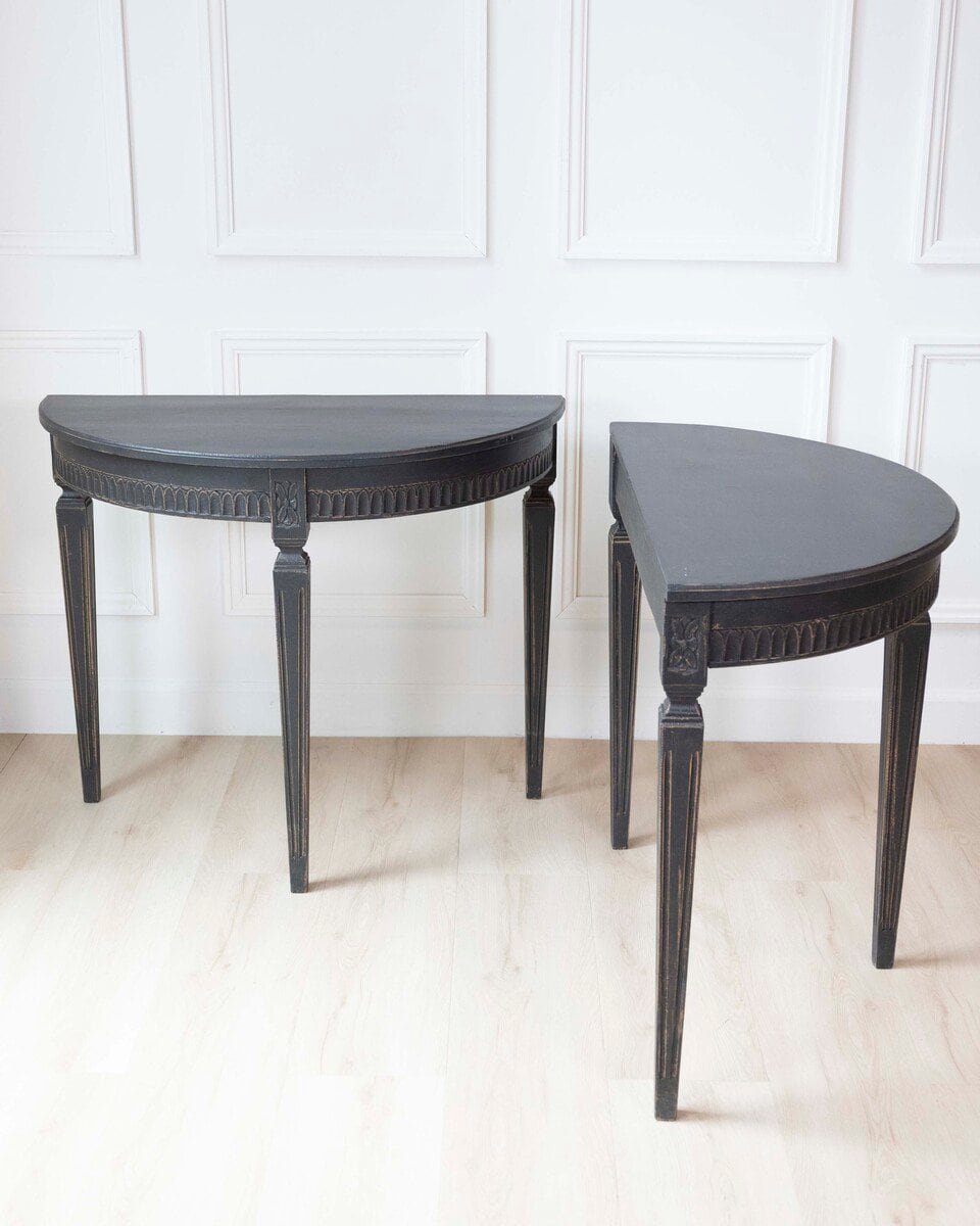 Swedish 19th Century Demi Lune Tables, Pair, c.1880 - JAA