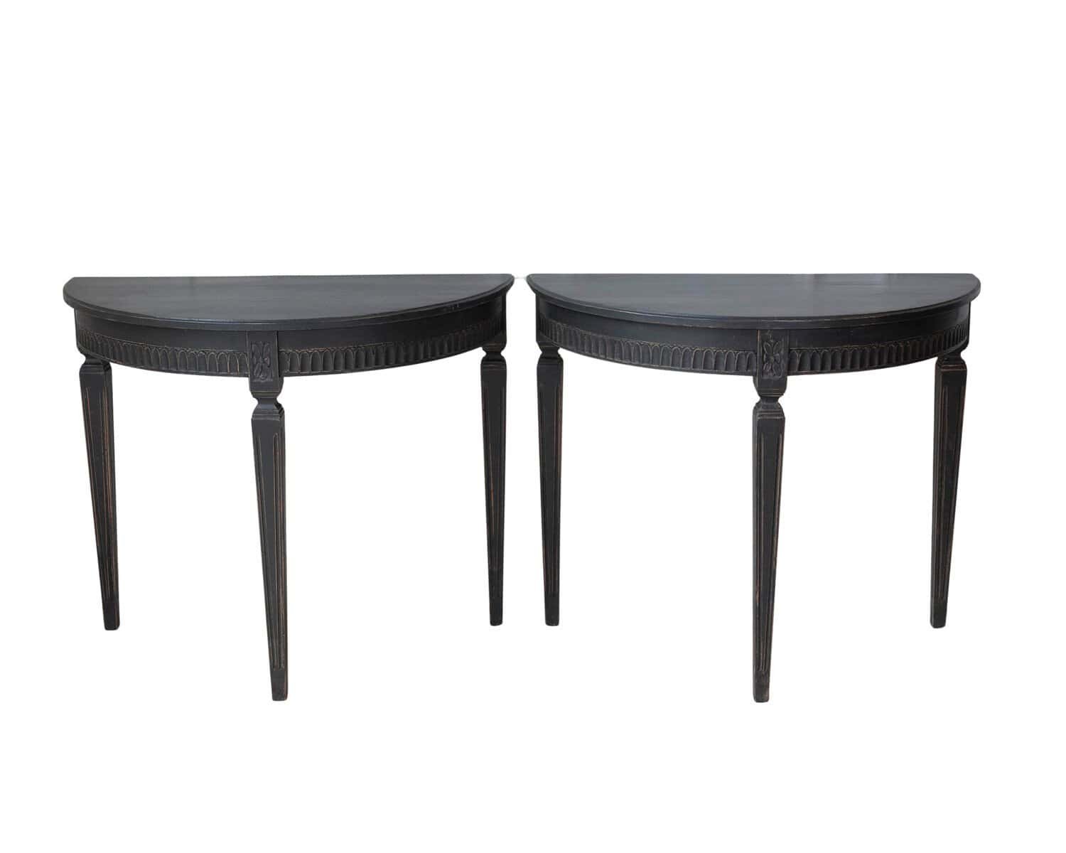 Swedish 19th Century Demi Lune Tables, Pair, c.1880