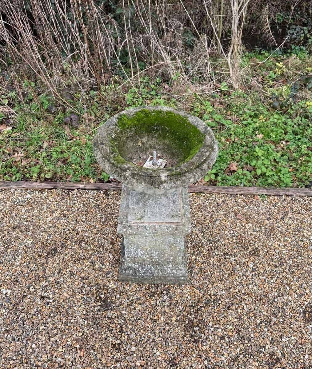 European 20th Century Weathered Stone Garden Urn on Pedestal - JAA