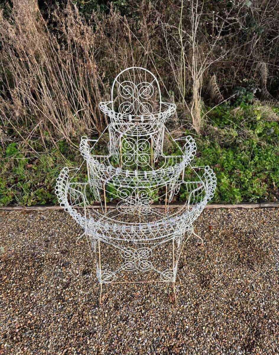 English Mid-20th Century Semi-Circular Wirework Plant Stand - JAA