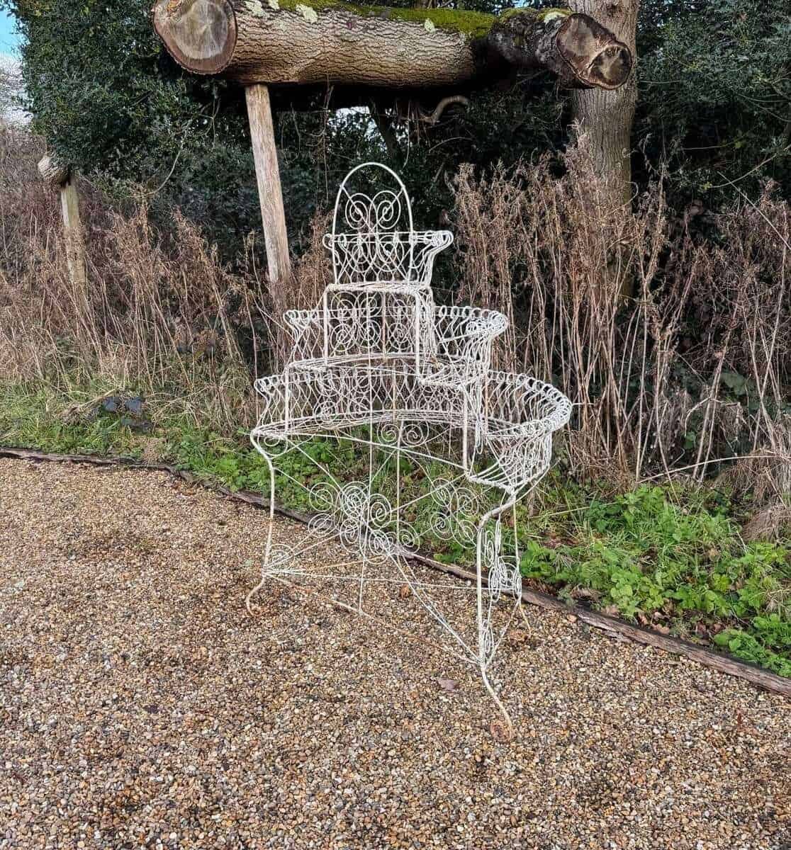 English Mid-20th Century Semi-Circular Wirework Plant Stand - JAA
