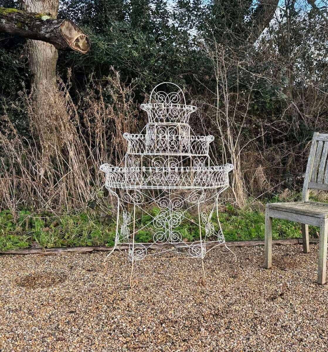 English Mid-20th Century Semi-Circular Wirework Plant Stand - JAA