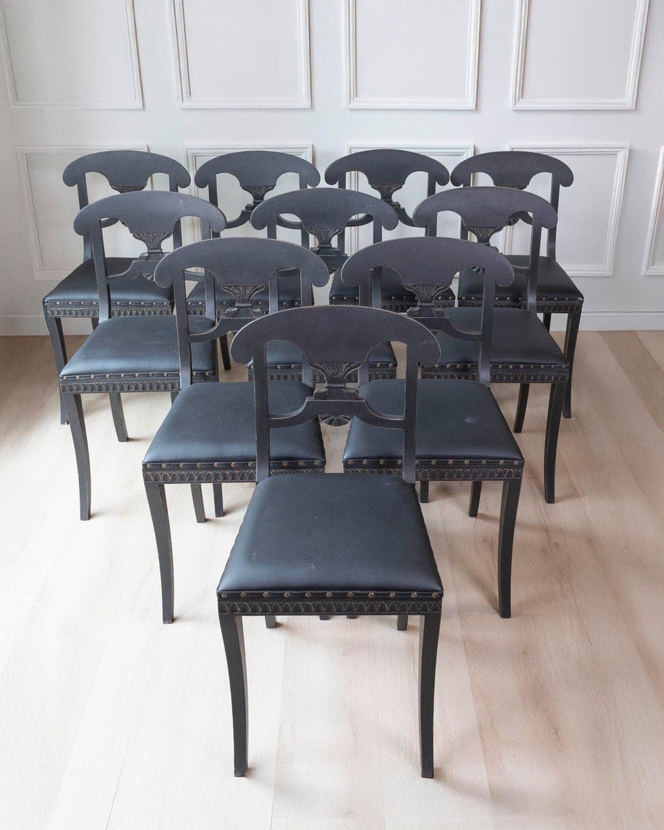ON HOLD - Swedish 19th Century Painted Dining Chairs, Set of Ten - JAA