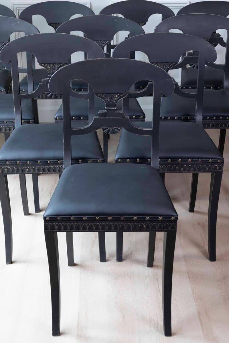ON HOLD - Swedish 19th Century Painted Dining Chairs, Set of Ten - JAA