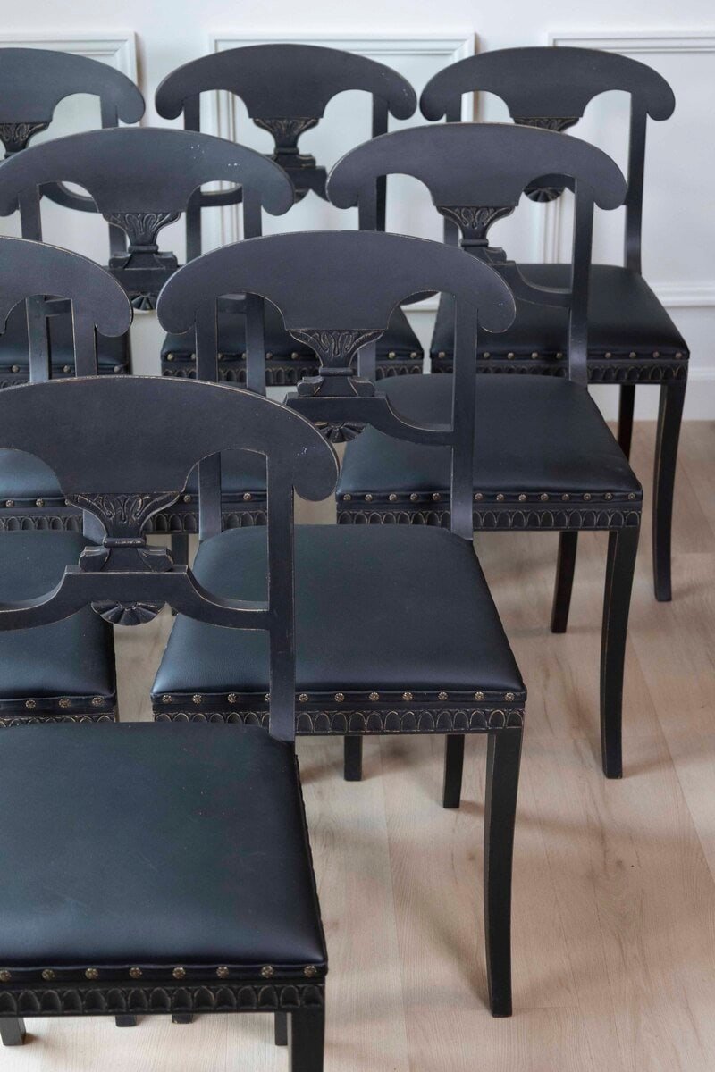 ON HOLD - Swedish 19th Century Painted Dining Chairs, Set of Ten - JAA