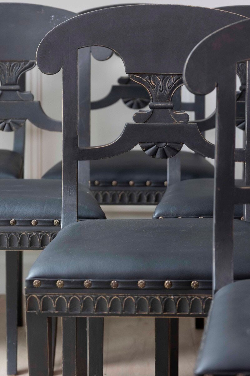 ON HOLD - Swedish 19th Century Painted Dining Chairs, Set of Ten - JAA