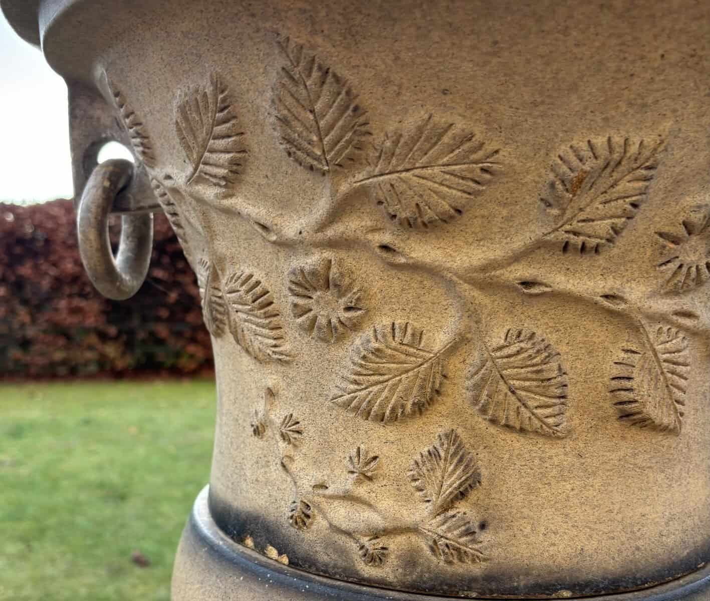 English 19th Century Late Victorian Cast-Iron Garden Urns, Pair - JAA