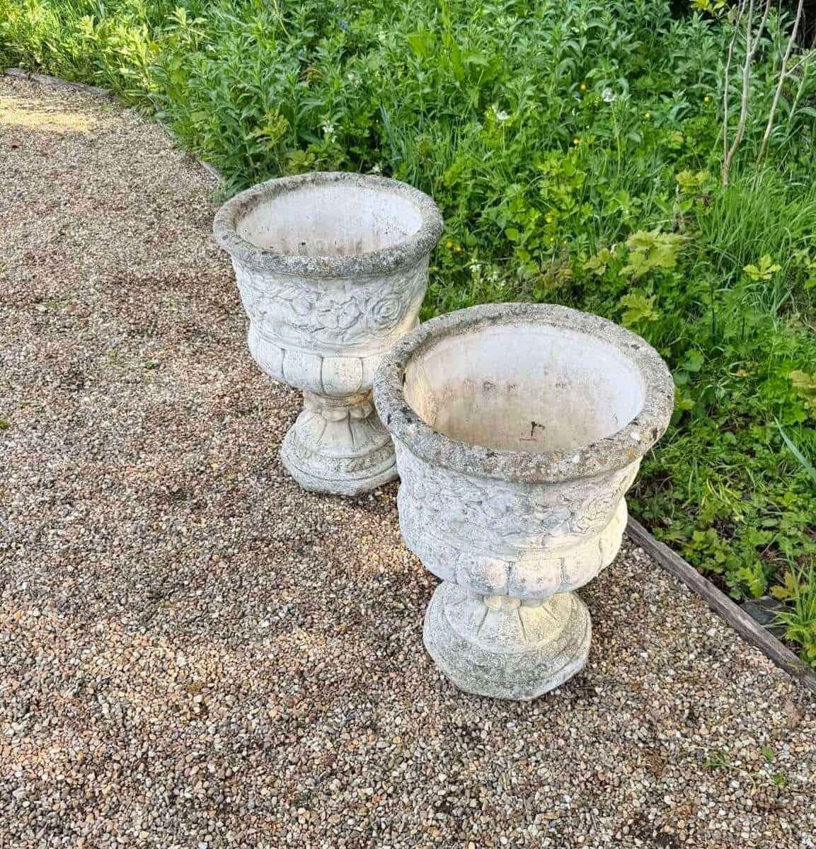 European 20th Century Pair of Large Garden Flower Urns - JAA