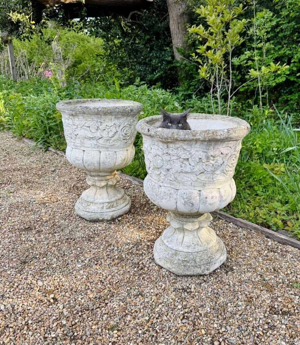 European 20th Century Pair of Large Garden Flower Urns - JAA