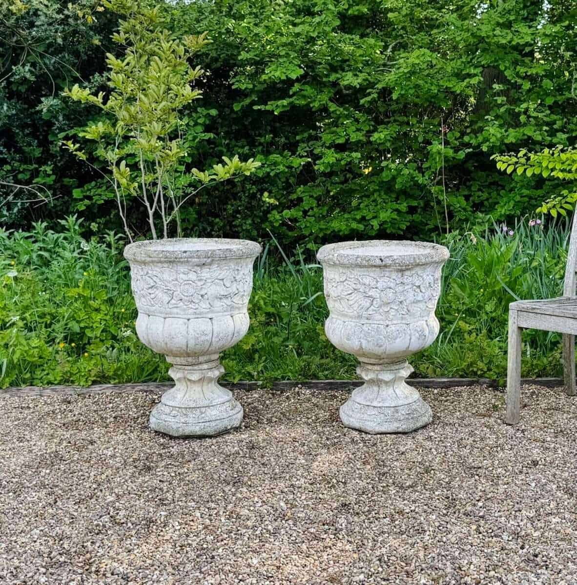 European 20th Century Pair of Large Garden Flower Urns - JAA