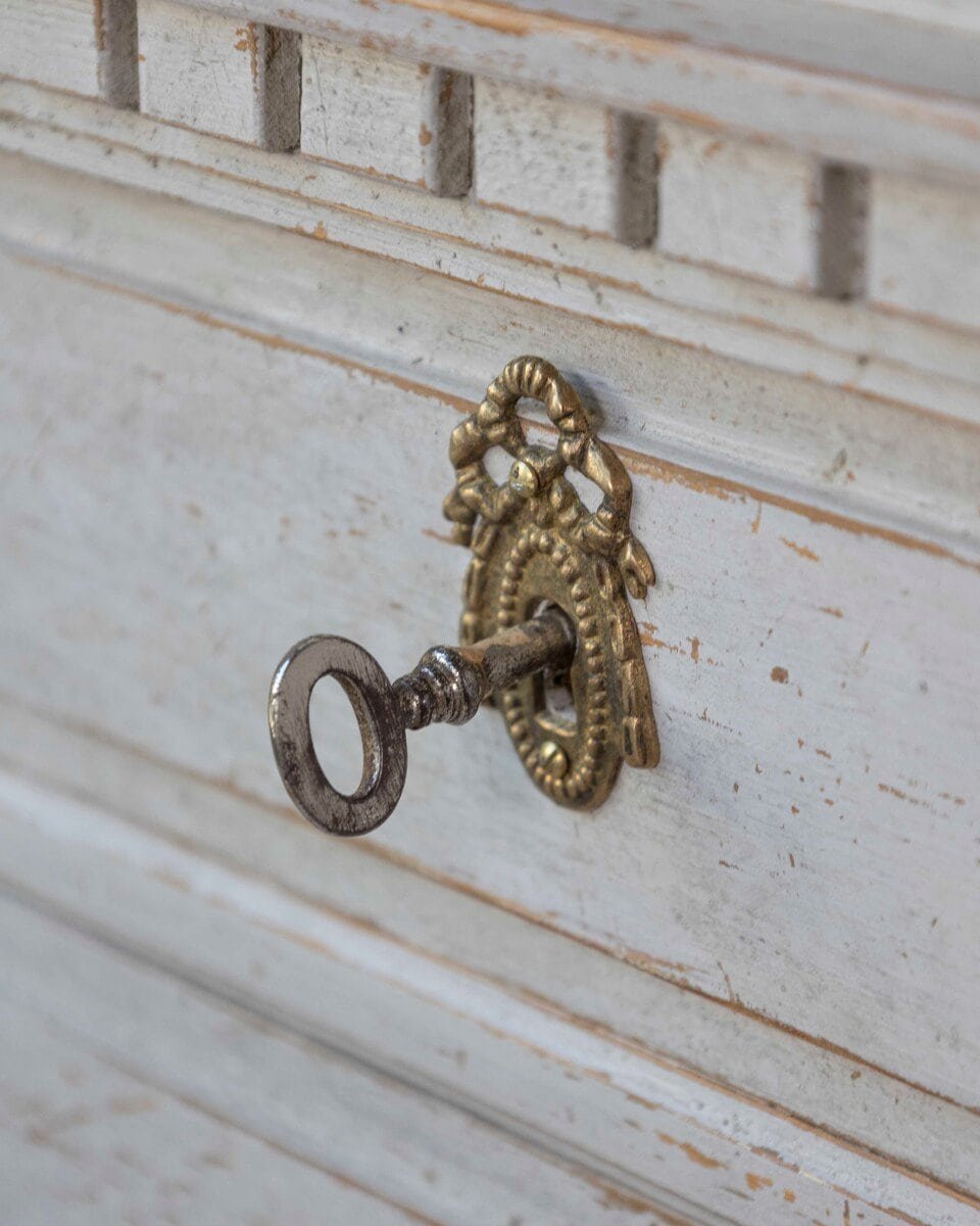 Swedish Gustavian Period Painted Three-Drawer Chest with Dentil Molding, Late 18th Century - JAA