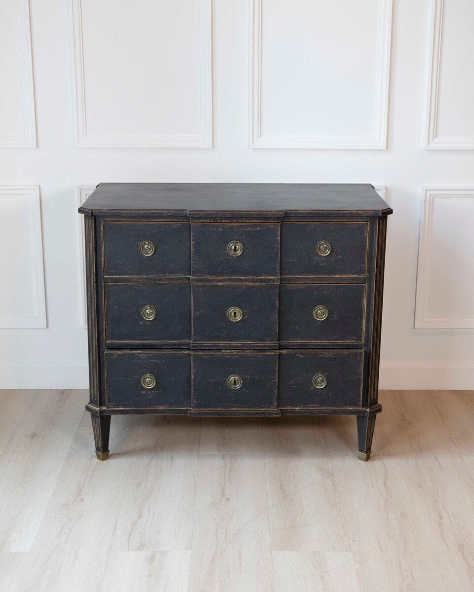 Scandinavian Early 20th Century Black-Painted Chest - JAA