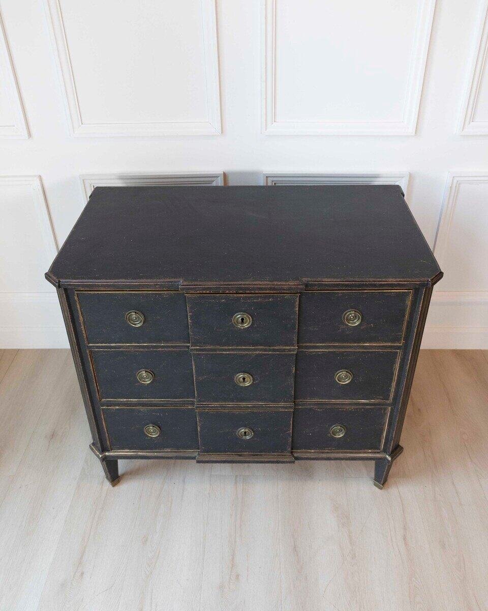 Scandinavian Early 20th Century Black-Painted Chest - JAA