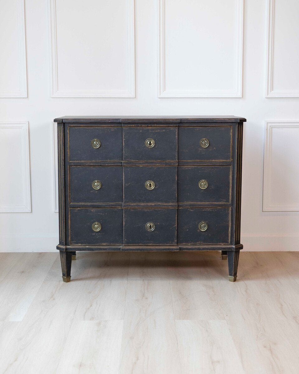 Scandinavian Early 20th Century Black-Painted Chest - JAA