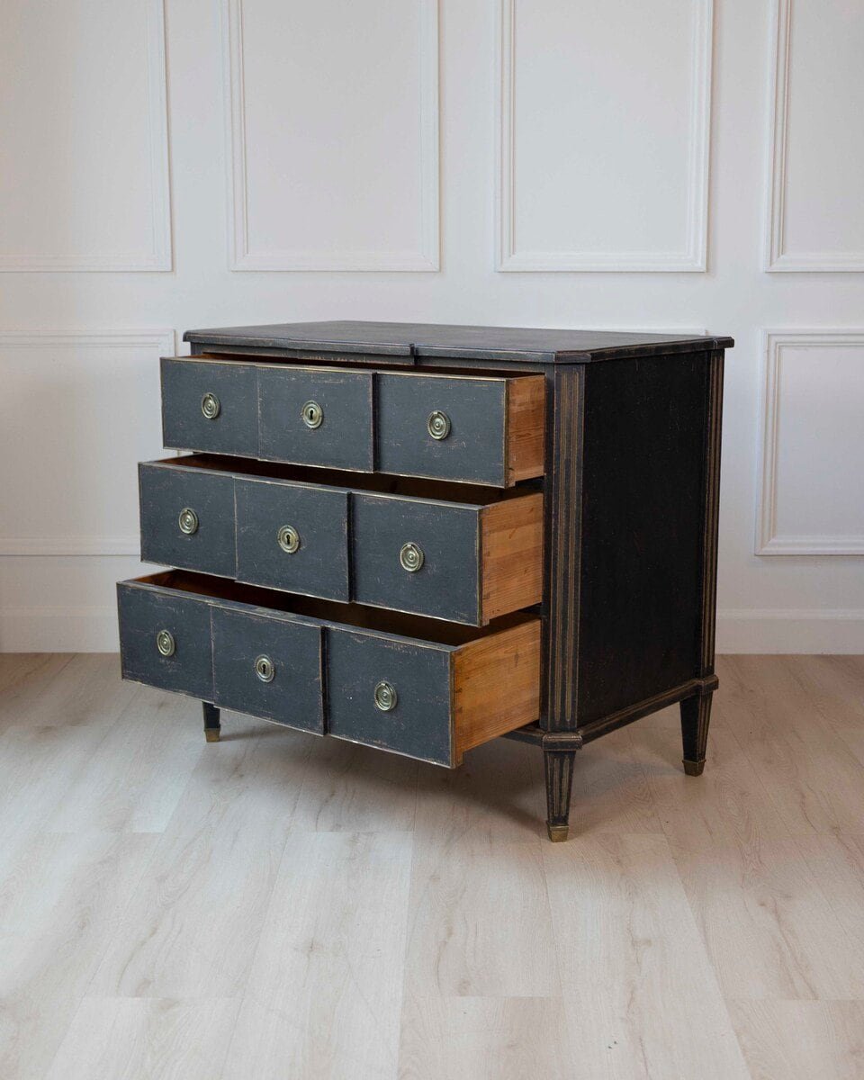 Scandinavian Early 20th Century Black-Painted Chest - JAA