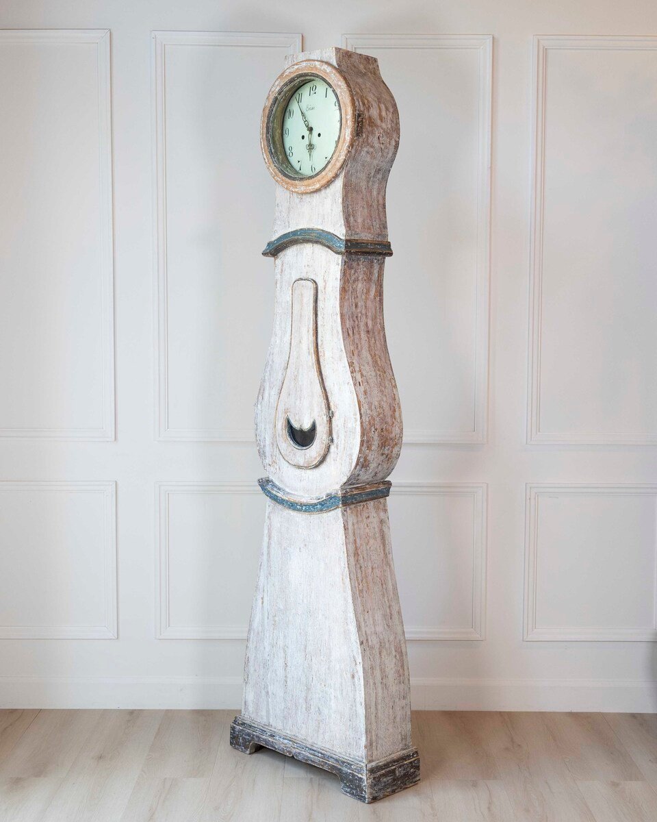 19th Century Scandinavian Painted Pine Longcase Clock - JAA