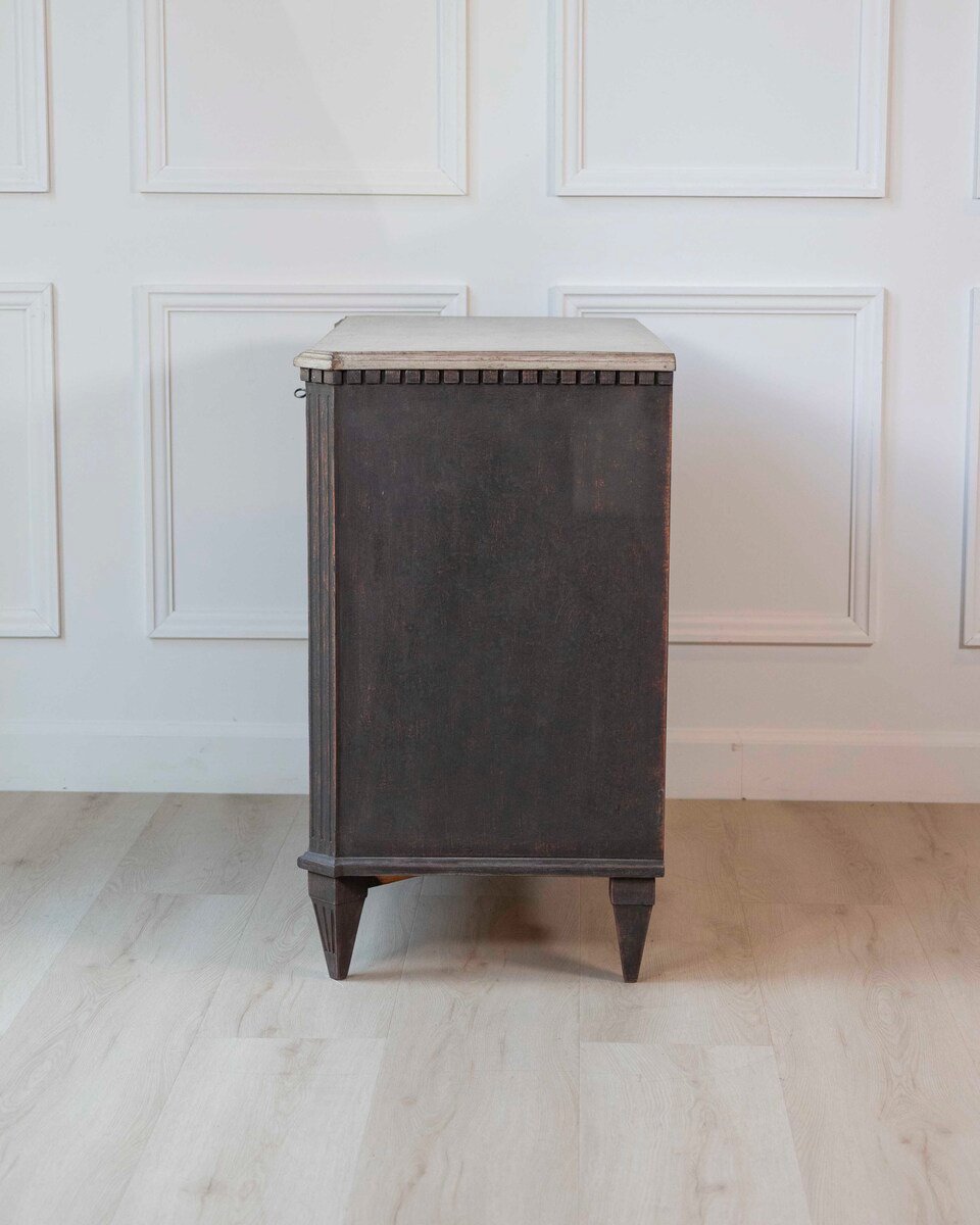 Swedish Gustavian-Inspired Three-Drawer Chest with Painted Top - JAA