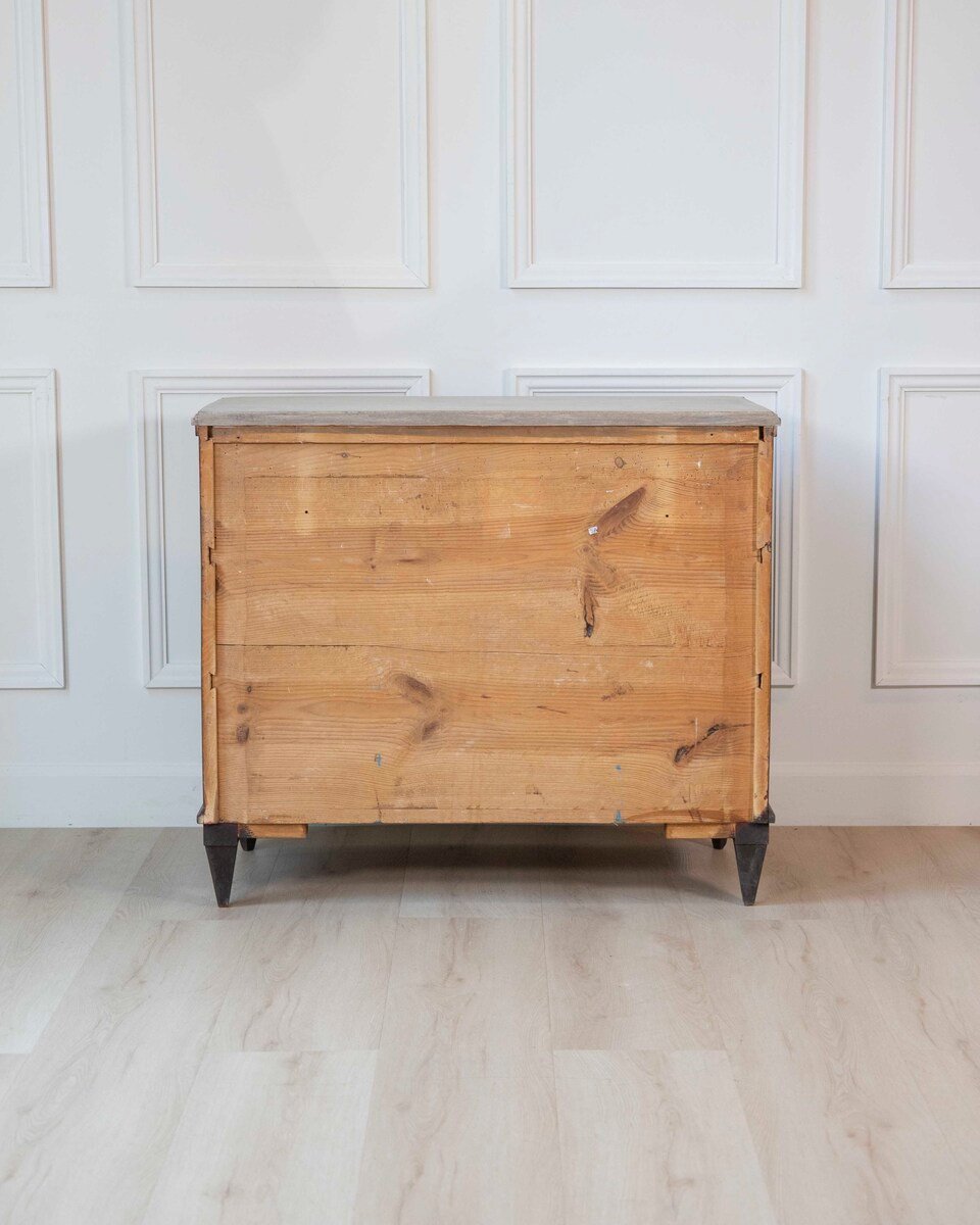 Swedish Gustavian-Inspired Three-Drawer Chest with Painted Top - JAA
