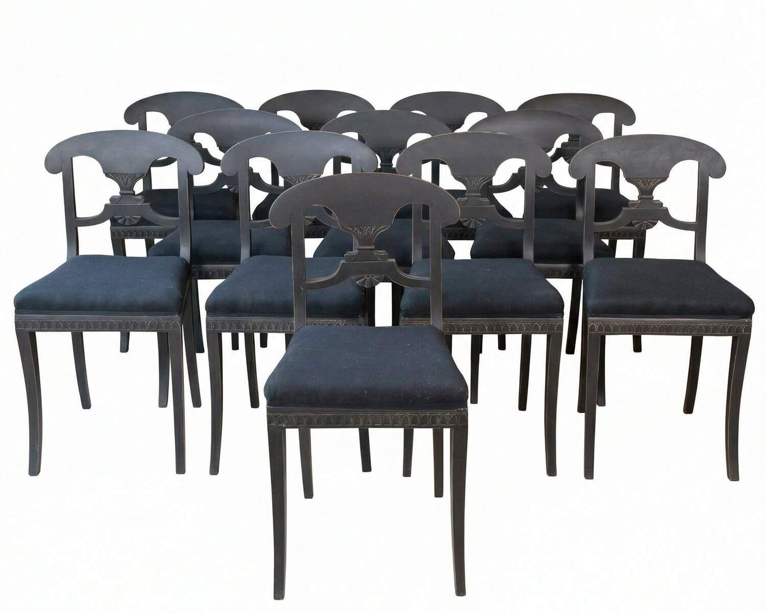 Set of 12 Swedish 19th Century Dining Chairs