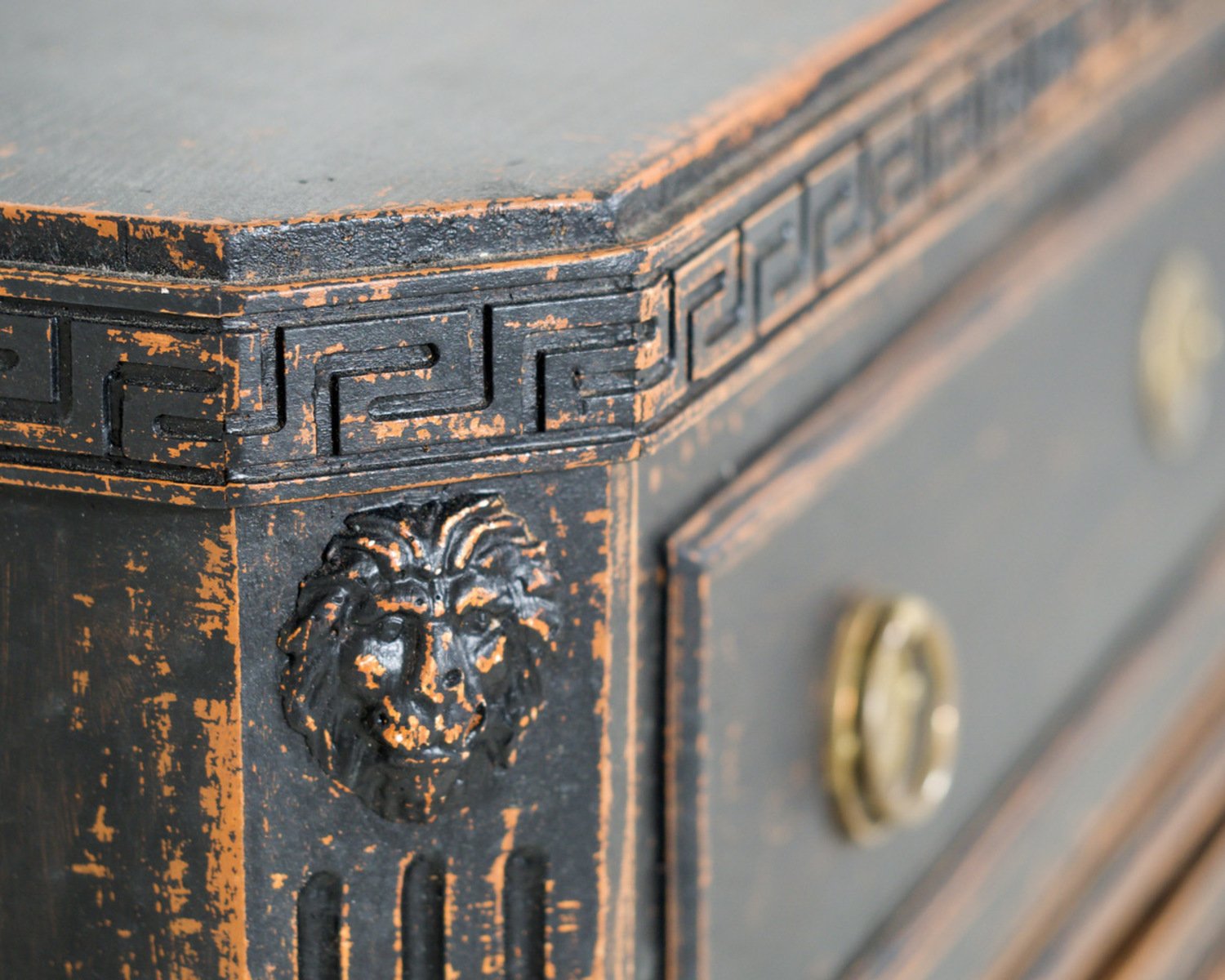 Pair of black Scandinavian chests of drawers, richly carved, 19th Century. - JAA