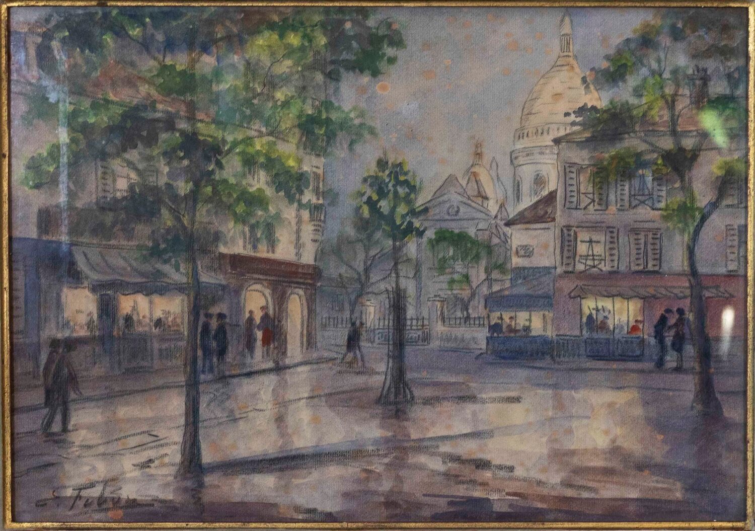 Eugène Febvre (1885-1967) Drawing Montmartre “the Sacred Heart” Paris - JAA