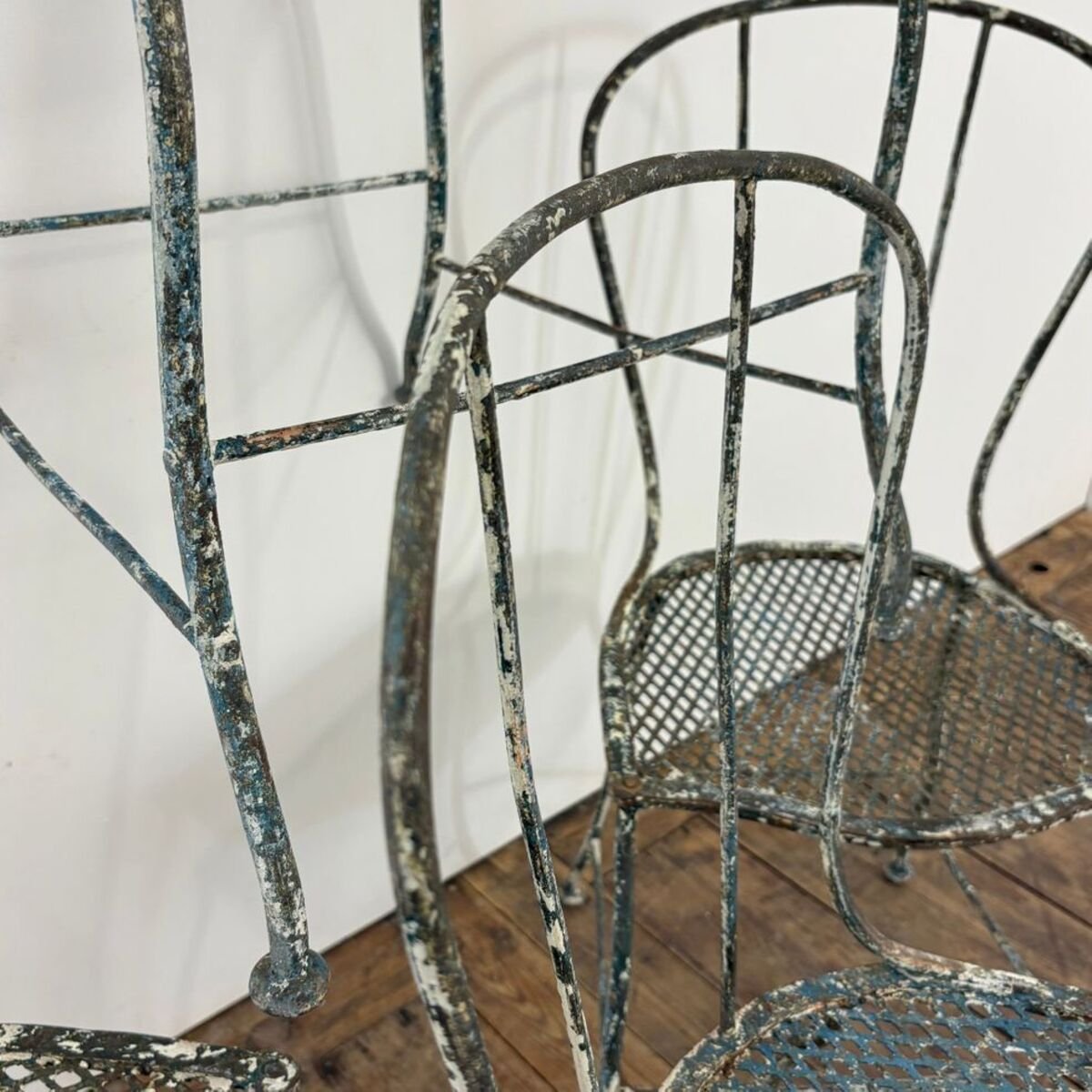 19th century set of 4 wrought-iron chairs - JAA