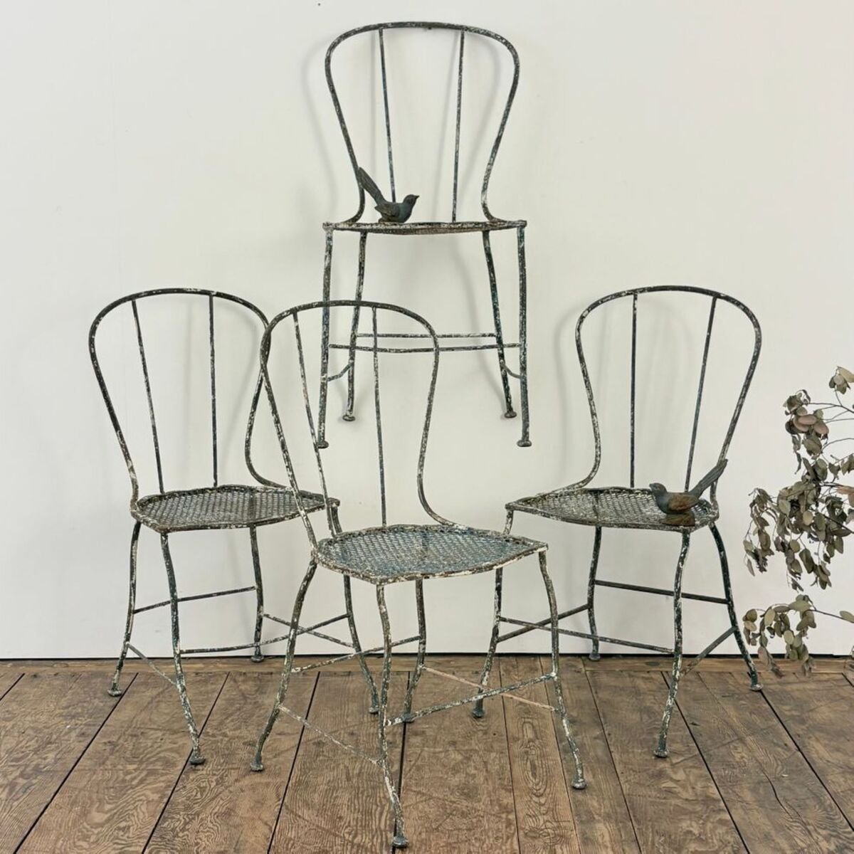 19th century set of 4 wrought-iron chairs - JAA