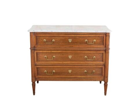 Louis XVI Style Walnut Chest with Marble Top, Late 18th–Early 19th Century