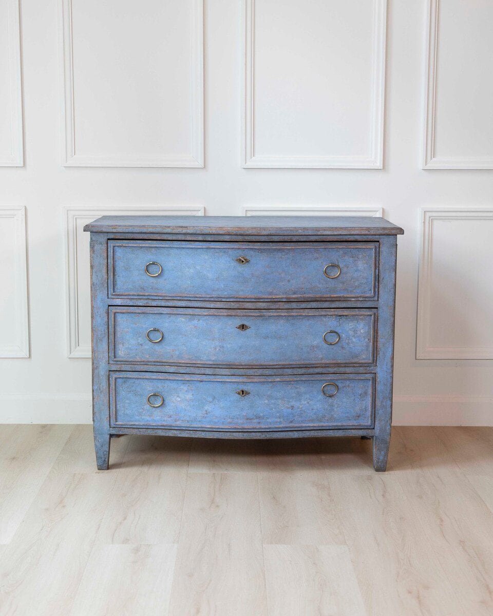 Swedish Neoclassical Blue-Painted Chest of Drawers, c. 1900–1910 - JAA