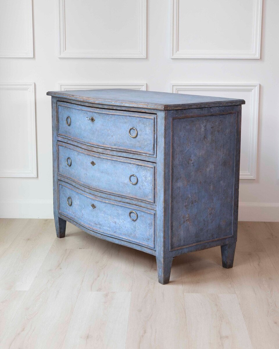 Swedish Neoclassical Blue-Painted Chest of Drawers, c. 1900–1910 - JAA