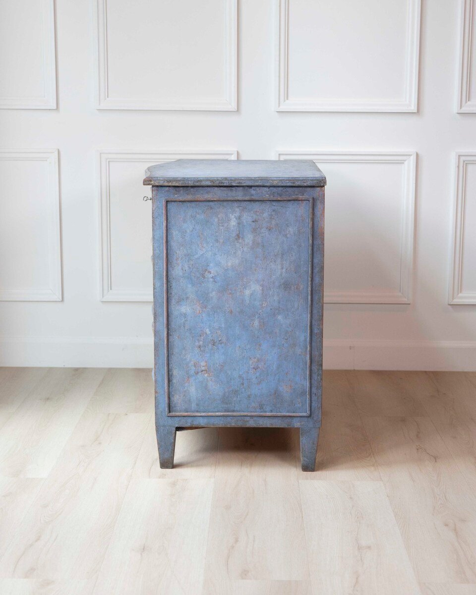 Swedish Neoclassical Blue-Painted Chest of Drawers, c. 1900–1910 - JAA