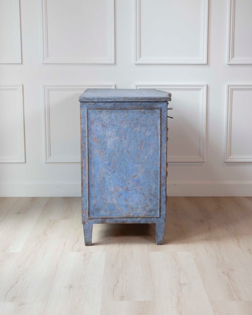 Swedish Neoclassical Blue-Painted Chest of Drawers, c. 1900–1910 - JAA