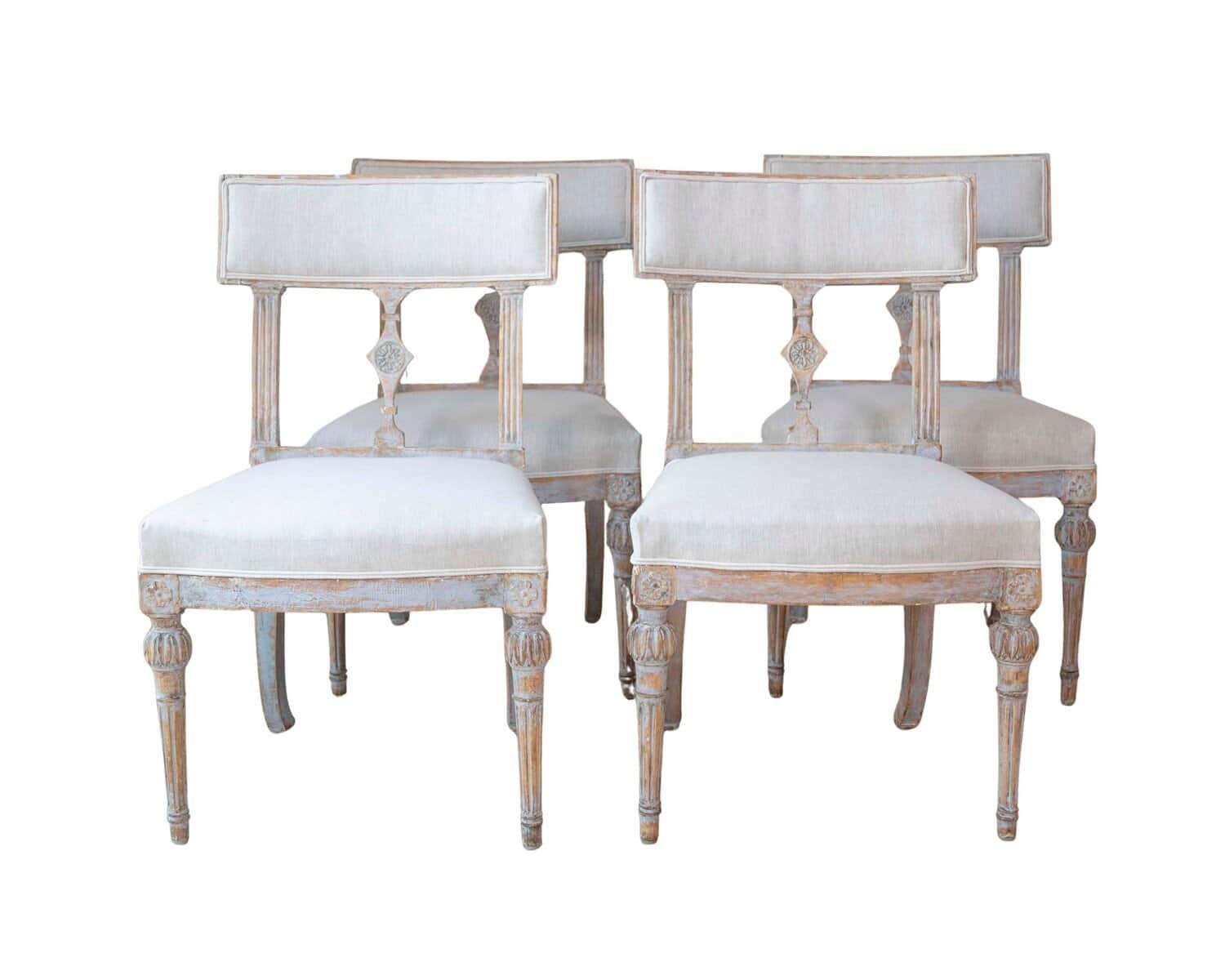 Set of 4 Signed Ephraim Stahl Swedish Gustavian Chairs