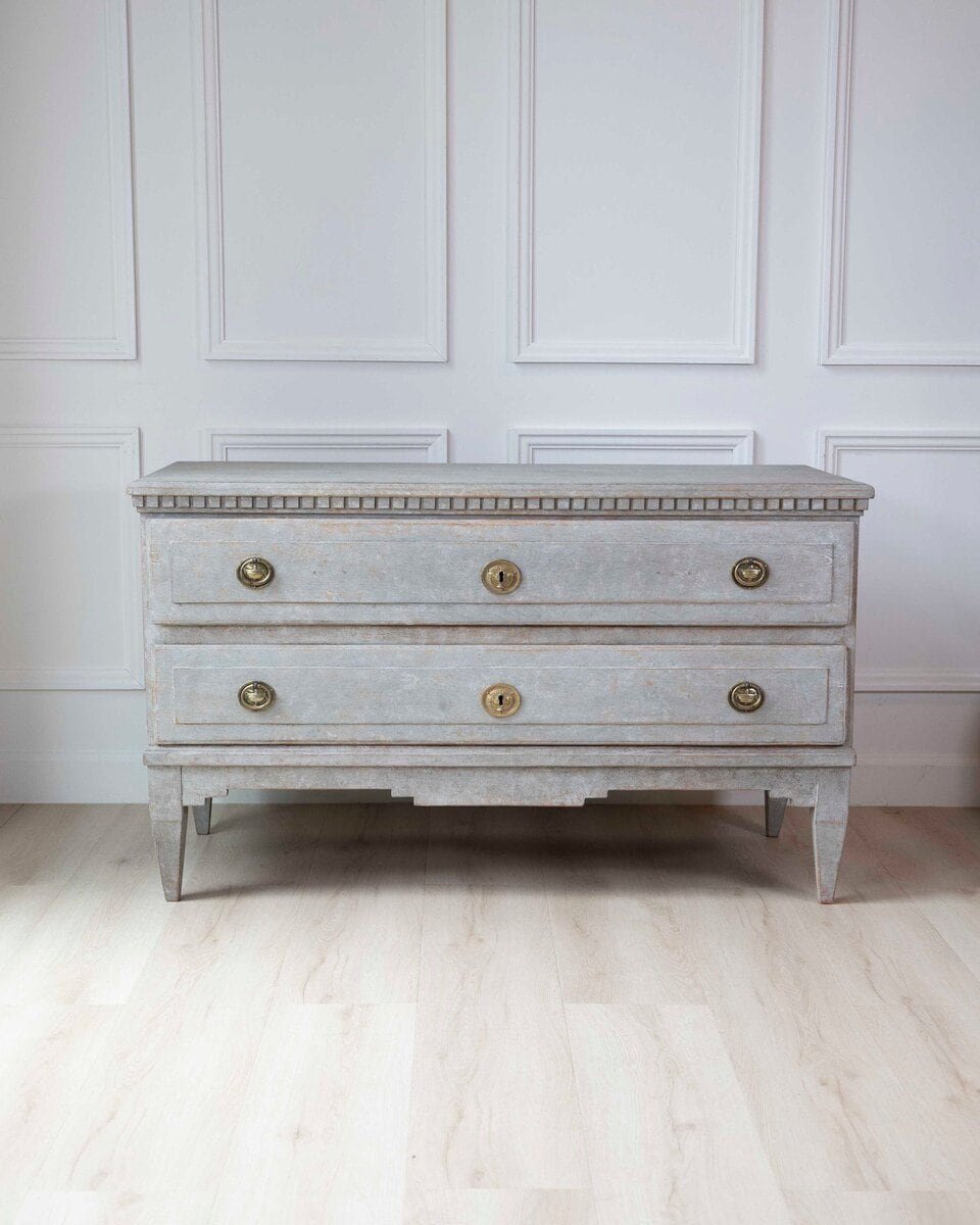 Danish 19th Century Gustavian Grey-Painted Chest of Drawers - JAA