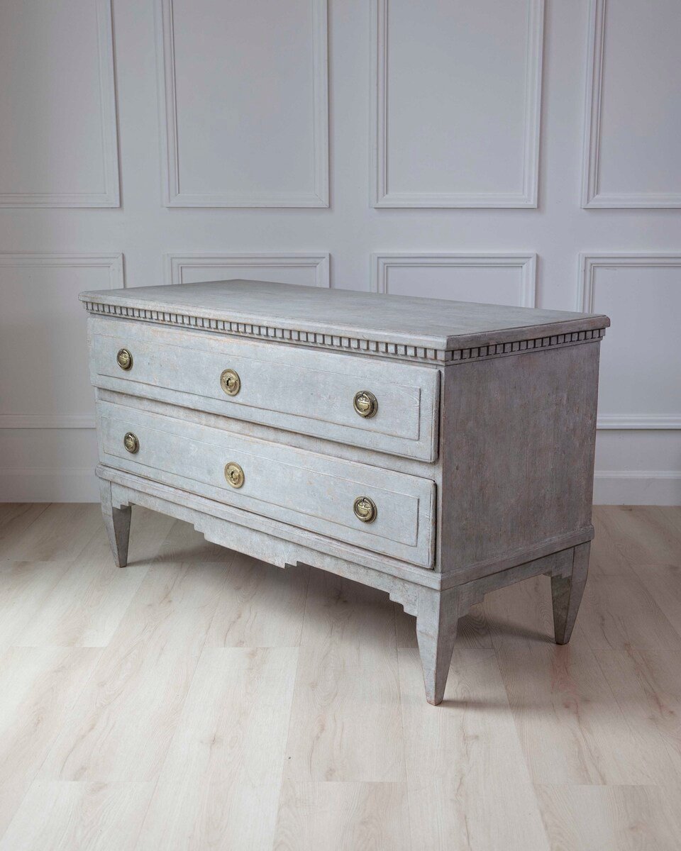 Danish 19th Century Gustavian Grey-Painted Chest of Drawers - JAA