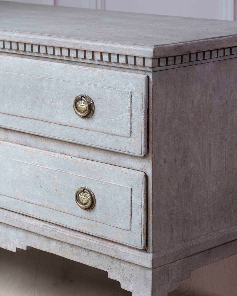 Danish 19th Century Gustavian Grey-Painted Chest of Drawers - JAA