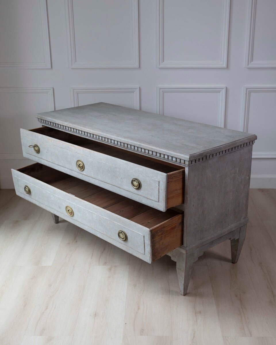Danish 19th Century Gustavian Grey-Painted Chest of Drawers - JAA