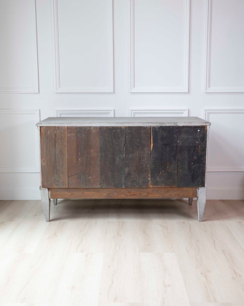 Danish 19th Century Gustavian Grey-Painted Chest of Drawers - JAA