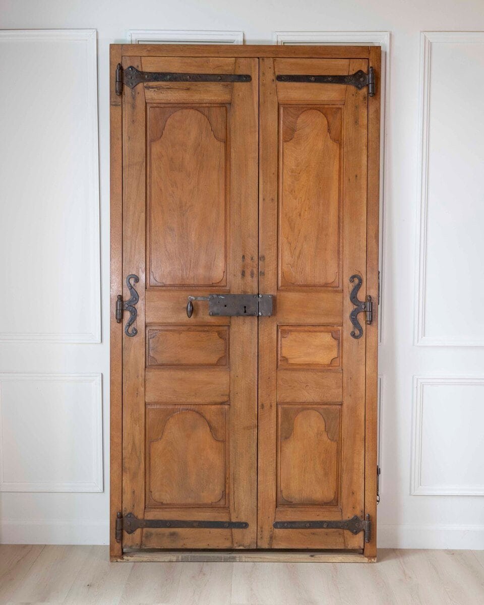 French 19th Century Double-leaf Double-sided Walnut Communication Door - JAA