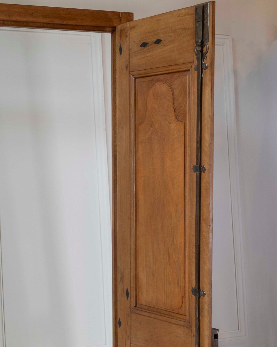 French 19th Century Double-leaf Double-sided Walnut Communication Door - JAA