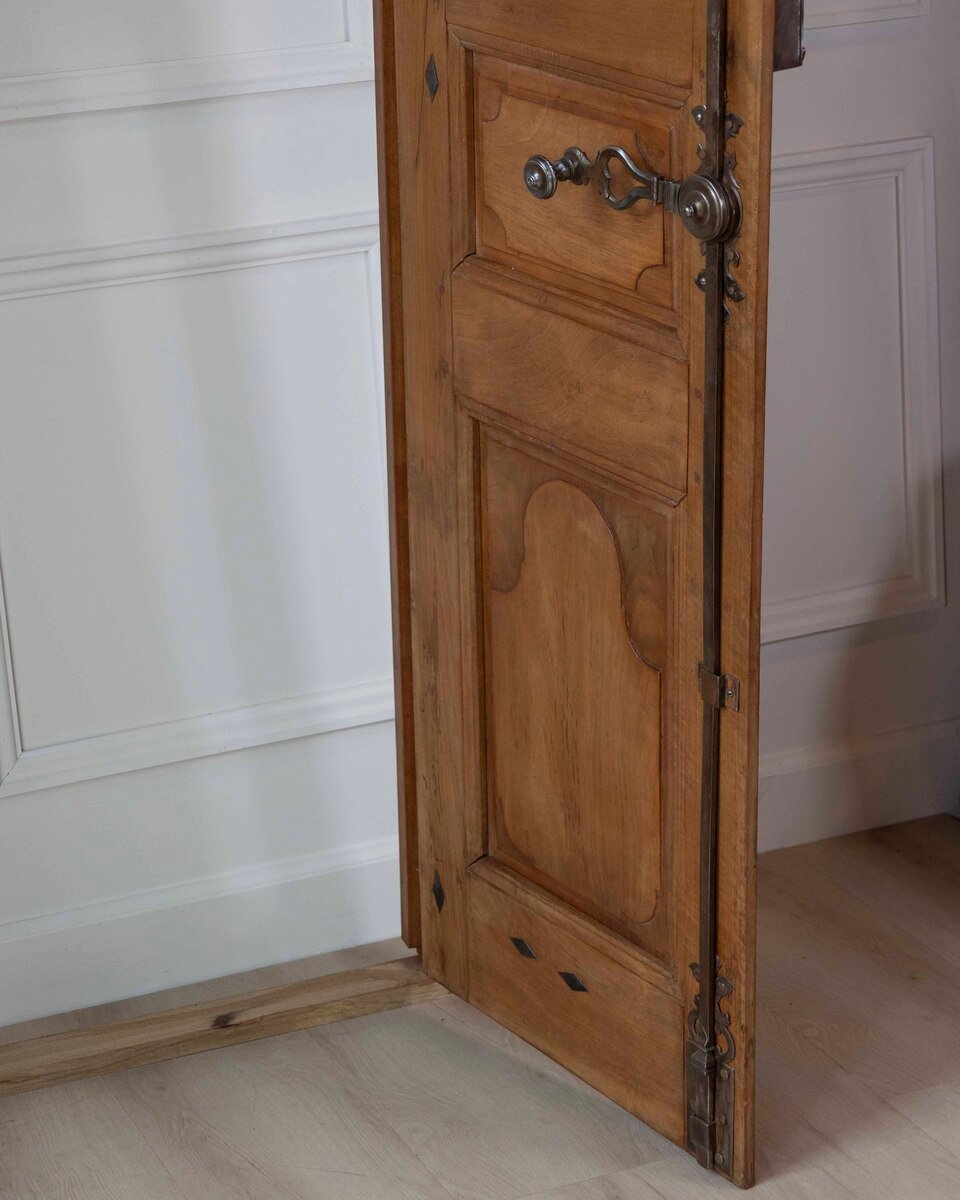 French 19th Century Double-leaf Double-sided Walnut Communication Door - JAA