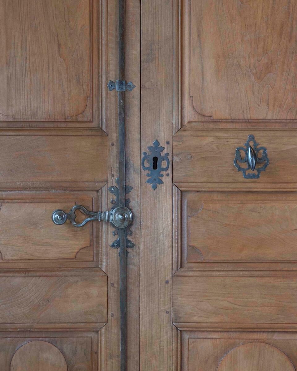 French 19th Century Double-leaf Double-sided Walnut Communication Door - JAA