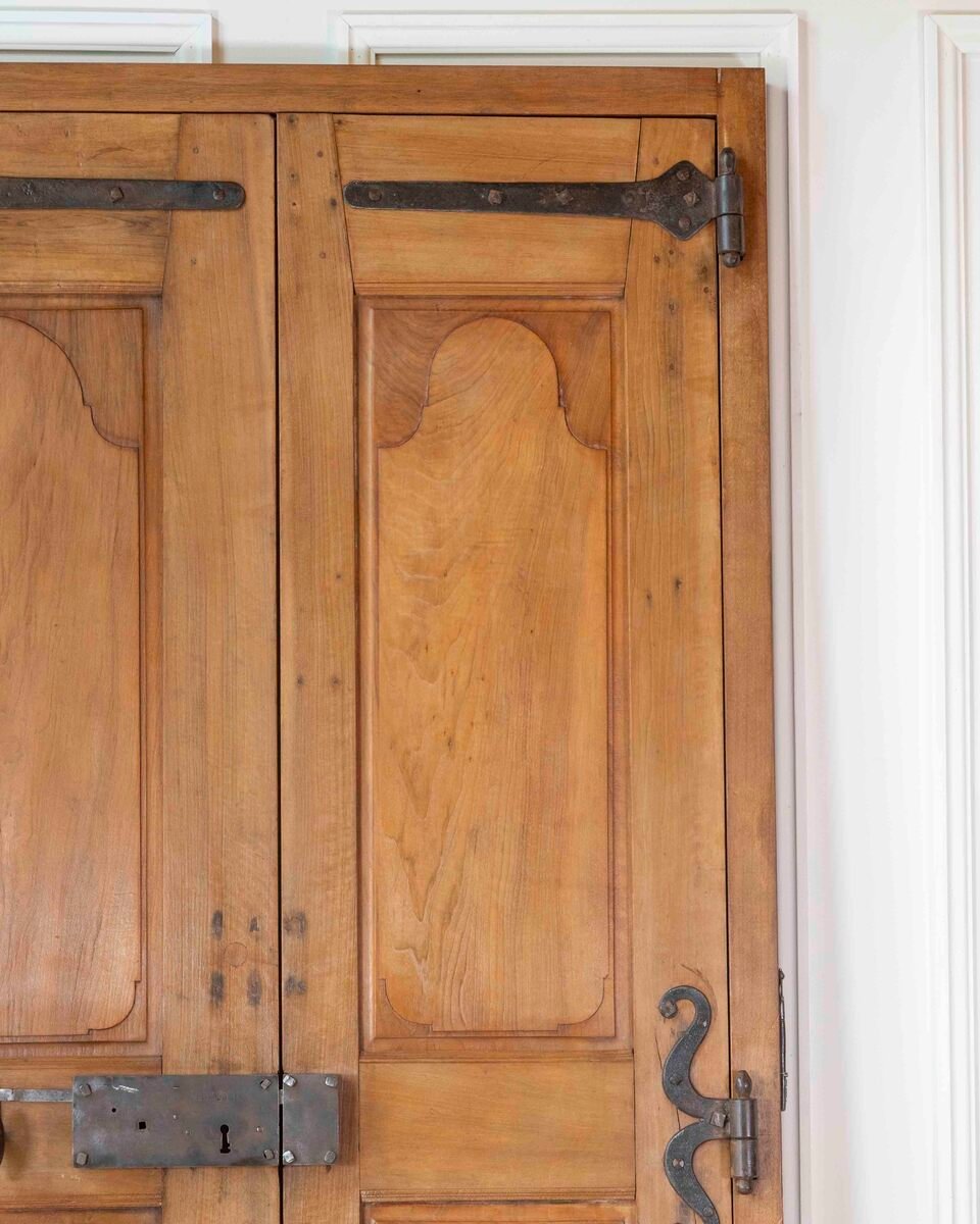 French 19th Century Double-leaf Double-sided Walnut Communication Door - JAA
