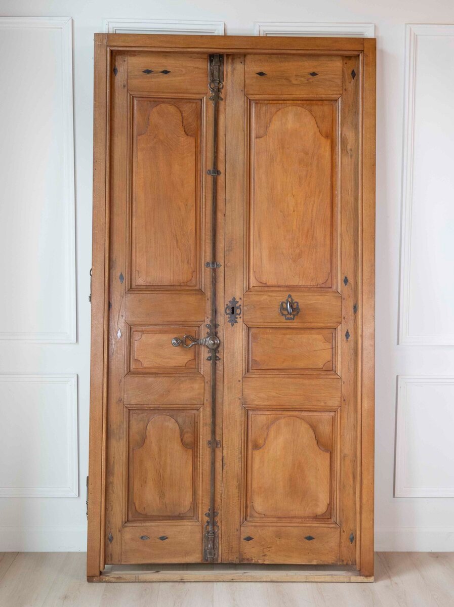 French 19th Century Double-leaf Double-sided Walnut Communication Door - JAA