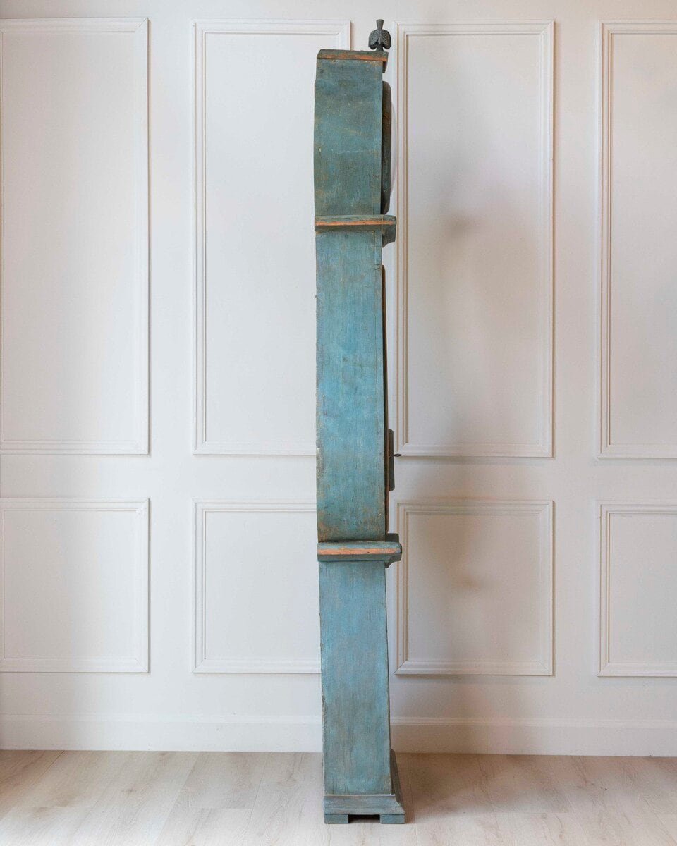 19th Century Swedish Mora Clock in Original Turquoise Paint - JAA