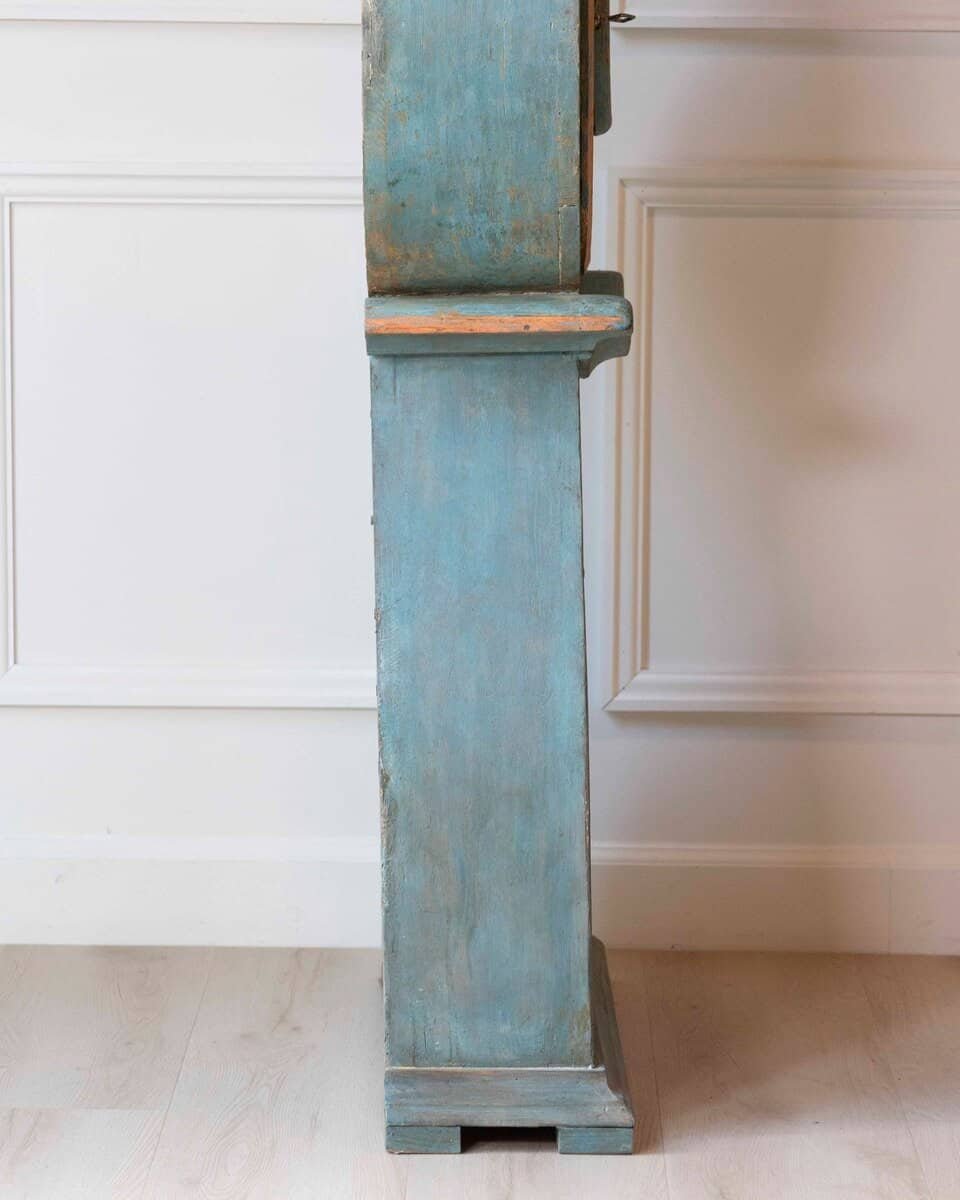 19th Century Swedish Mora Clock in Original Turquoise Paint - JAA